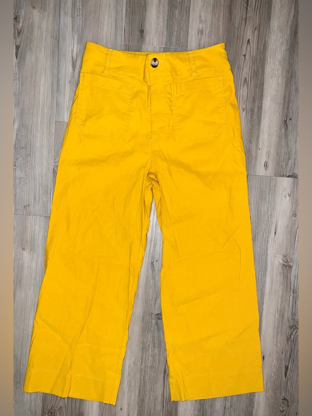 Maeve Anthropologie The Colette Pants Women's 29 Yellow Linen Blend Wide Leg